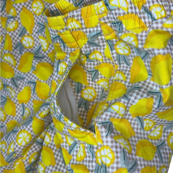 Lands' End cotton yellow lemon gingham print shorts pockets petite size 6P - Picture 5 of 11
